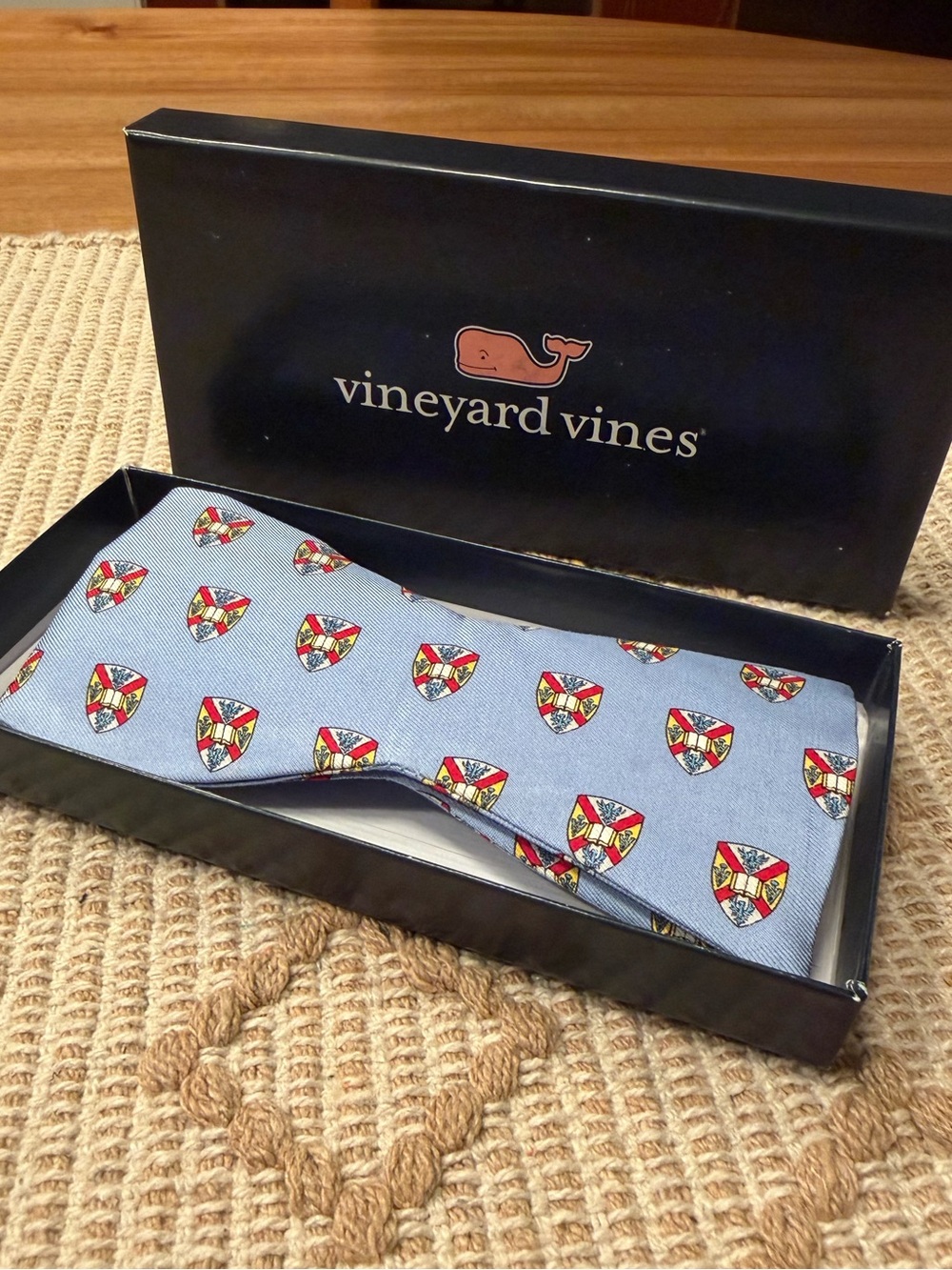 Hampden-Sydney College Vineyard Vines Light Blue Crest Pattern Bow Tie